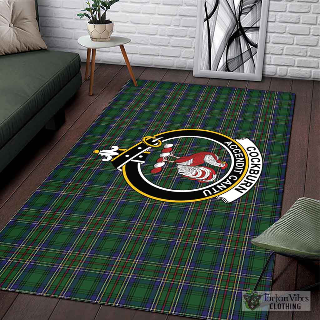 Tartan Vibes Clothing Cockburn Tartan Area Rug with Family Crest