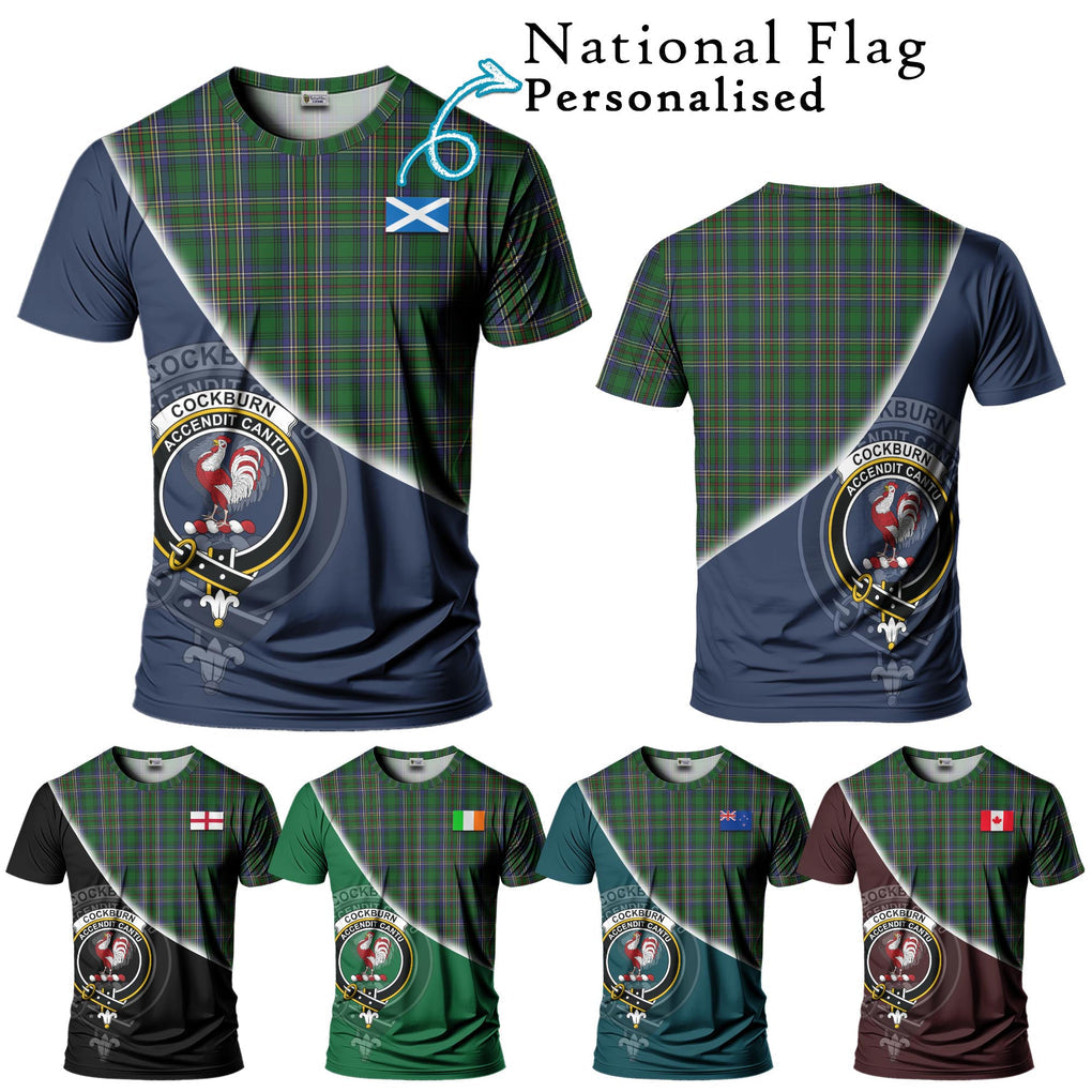 Cockburn Tartan T-Shirt with Personalised National Flag and Family Crest Half Style Kid's Shirt - Tartanvibesclothing Shop