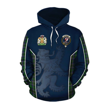 Cockburn Tartan Cotton Hoodie with Family Crest and Lion Rampant Vibes Sport Style