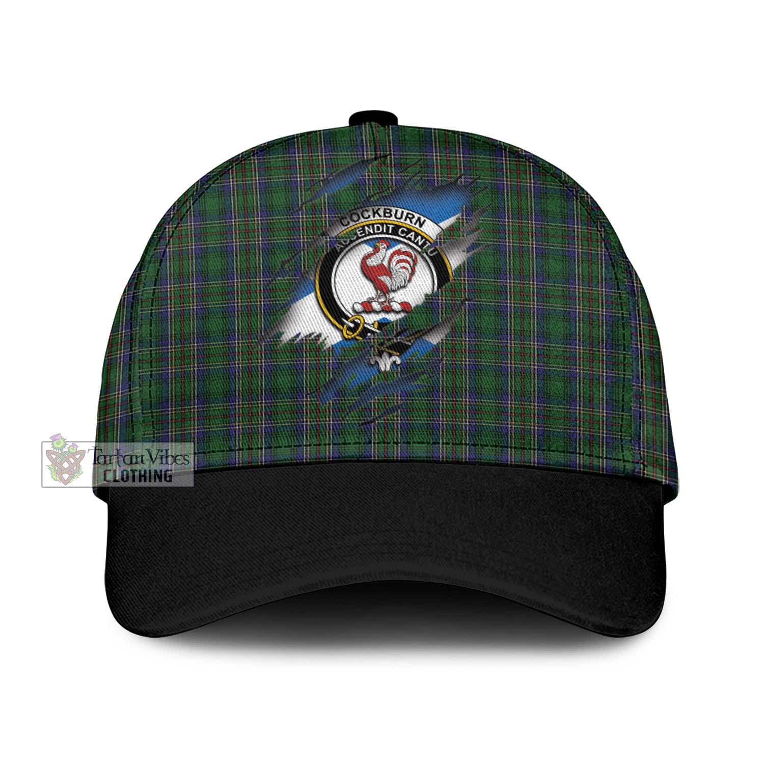 Tartan Vibes Clothing Cockburn Tartan Classic Cap with Family Crest In Me Style