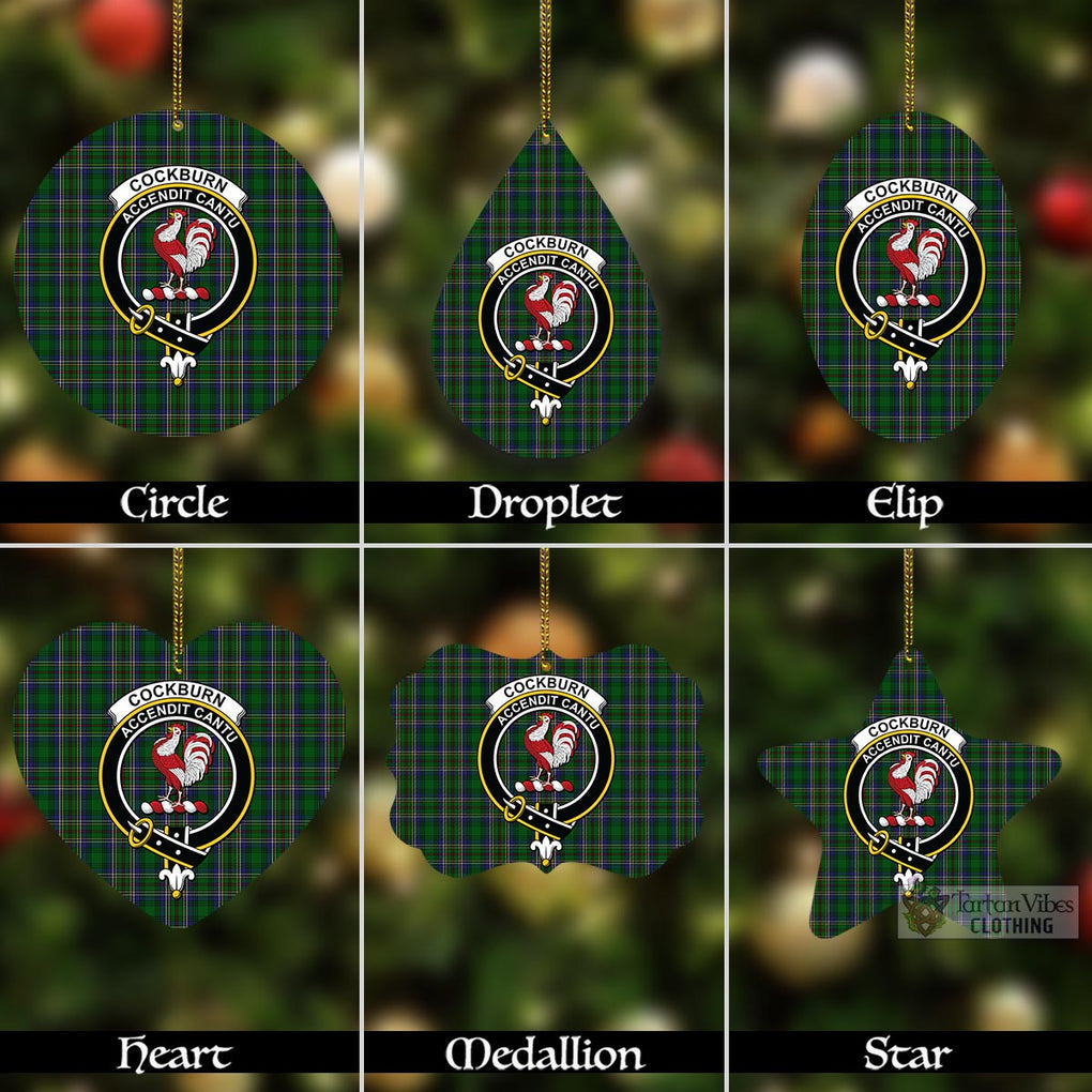 Tartan Vibes Clothing Cockburn Tartan Christmas Aluminium Ornament with Family Crest