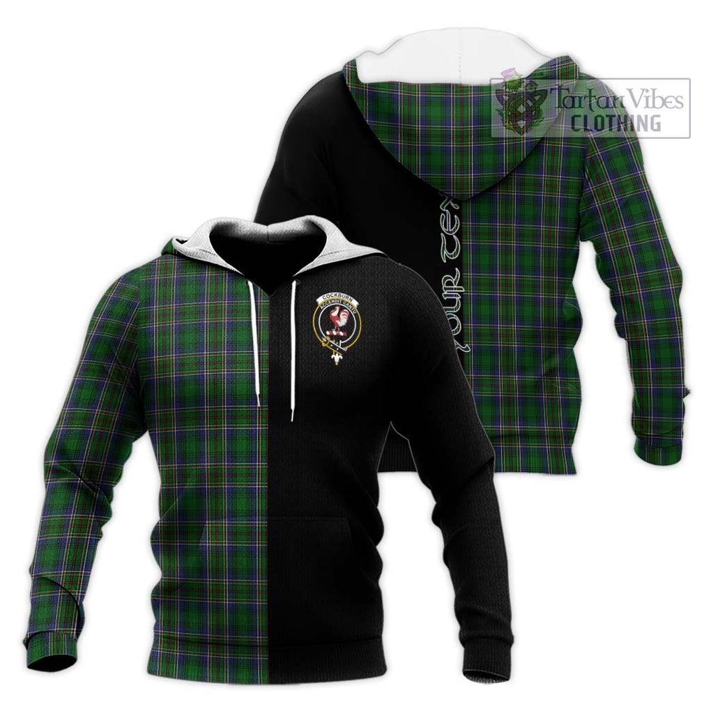 Cockburn Tartan Knitted Hoodie with Family Crest and Half Of Me Style Unisex Knitted Pullover Hoodie - Tartanvibesclothing Shop