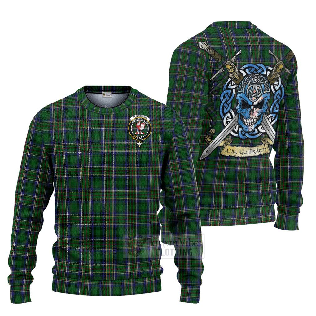 Cockburn Tartan Ugly Sweater with Family Crest Celtic Skull Style Unisex - Tartan Vibes Clothing