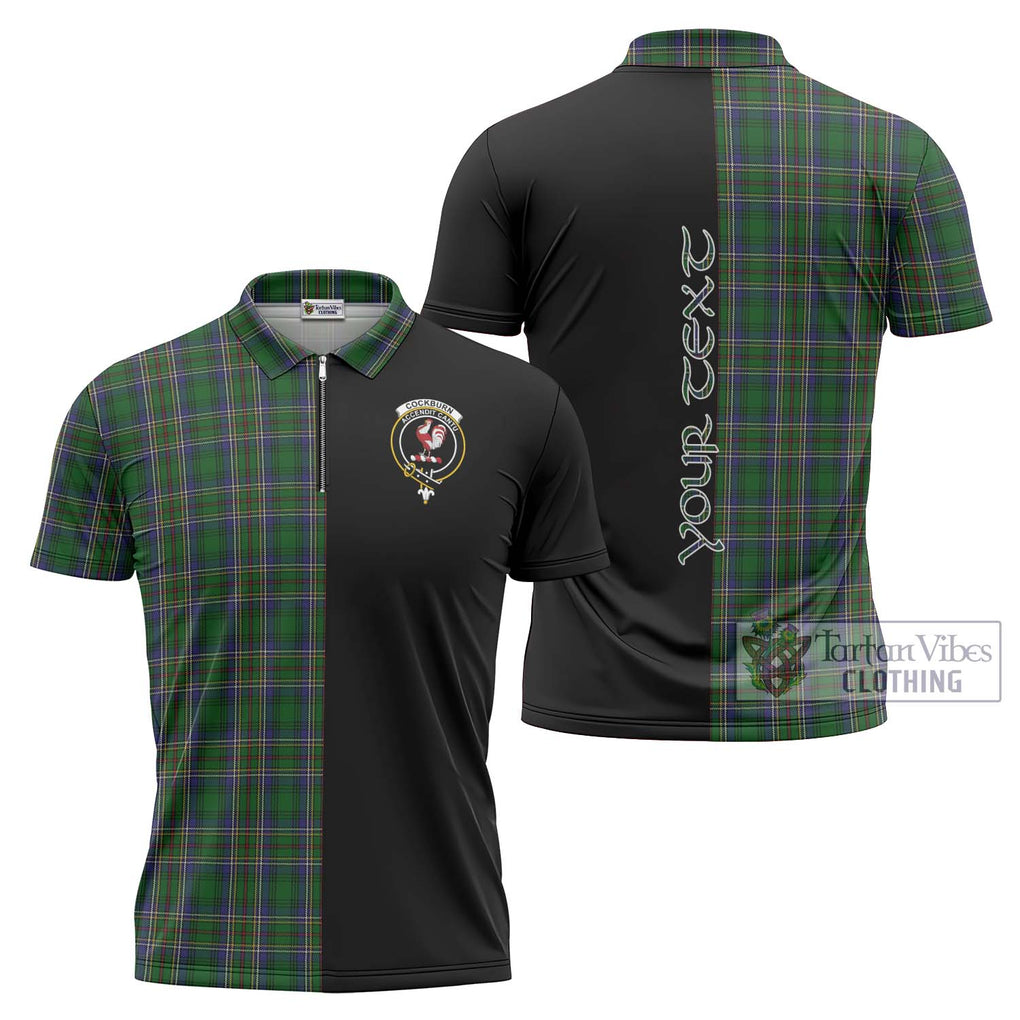 Cockburn Tartan Zipper Polo Shirt with Family Crest and Half Of Me Style Unisex - Tartanvibesclothing Shop