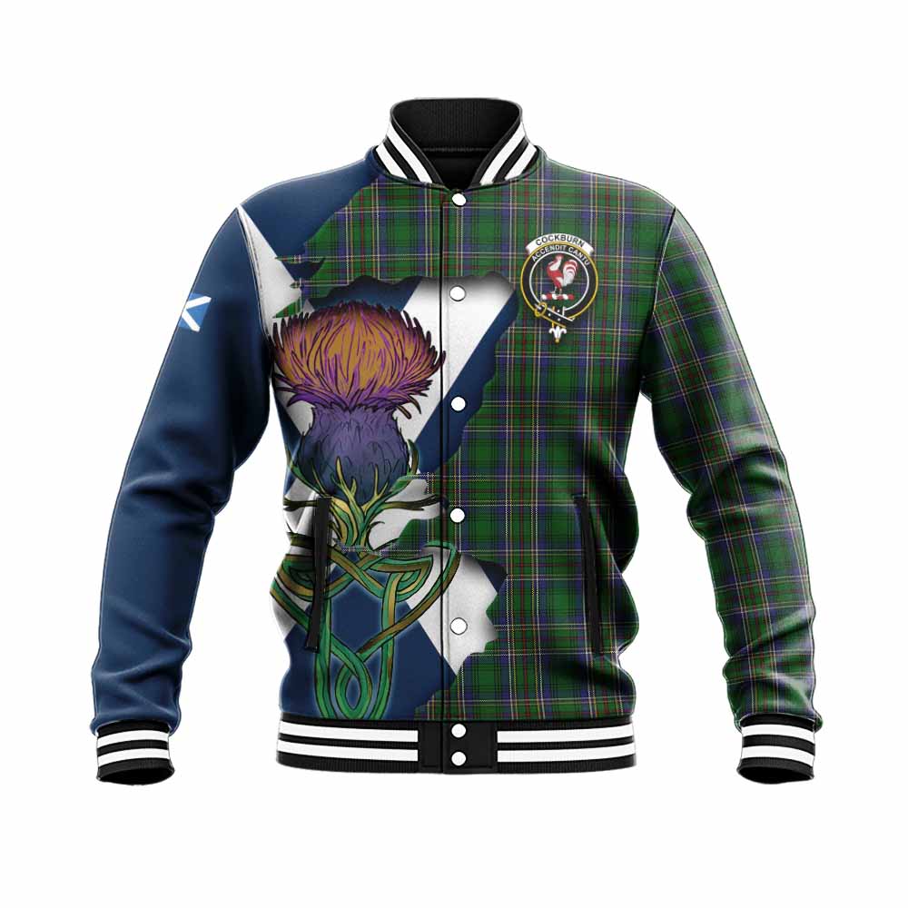 Cockburn Tartan Family Crest Baseball Jacket Scottish Thistle Celtic Inspired Unisex - Tartan Vibes Clothing