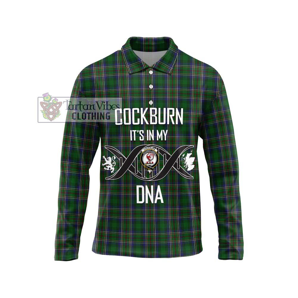 Cockburn Tartan Long Sleeve Polo Shirt with Family Crest DNA In Me Style Unisex - Tartanvibesclothing Shop