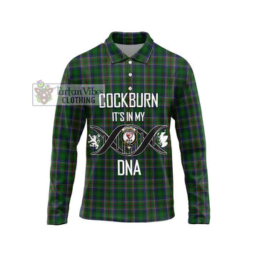 Cockburn Tartan Long Sleeve Polo Shirt with Family Crest DNA In Me Style