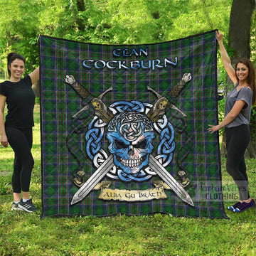 Cockburn Tartan Quilt with Celtic Skull Alba Gu Brath Style