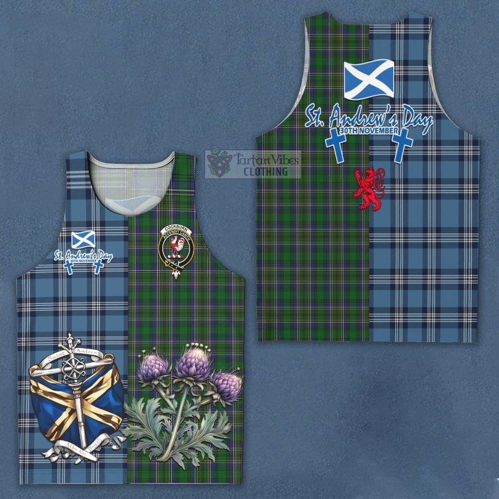 Cockburn Tartan Men's Tank Top Happy St. Andrew's Day Half Tartan Style Men - Tartan Vibes Clothing