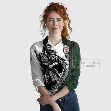 Cockburn Tartan Clan Crest Women's Casual Shirt with Highlander Warrior Celtic Style