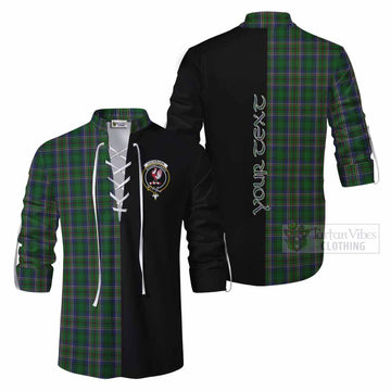 Cockburn Tartan Ghillie Kilt Shirt with Family Crest and Half Of Me Style