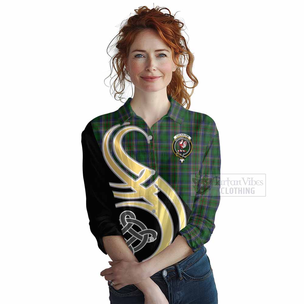 Tartan Vibes Clothing Cockburn Tartan Women's Casual Shirt with Family Crest and Celtic Symbol Style