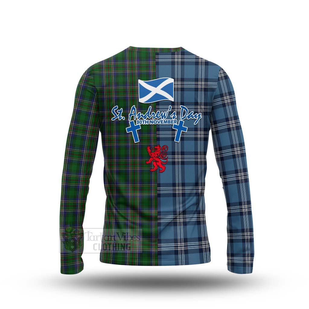 Tartan Vibes Clothing Cockburn Tartan Long Sleeve T-Shirt Happy St. Andrew's Day Half Tartan Style