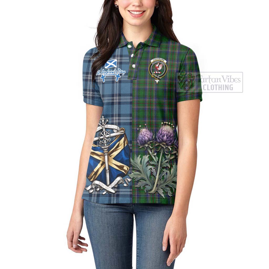 Tartan Vibes Clothing Cockburn Tartan Women's Polo Shirt Happy St. Andrew's Day Half Tartan Style