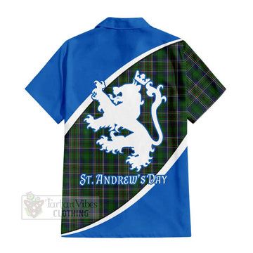 Cockburn Family Crest Tartan Short Sleeve Button Shirt Celebrate Saint Andrew's Day in Style