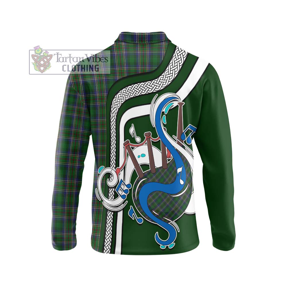 Tartan Vibes Clothing Cockburn Tartan Long Sleeve Polo Shirt with Epic Bagpipe Style