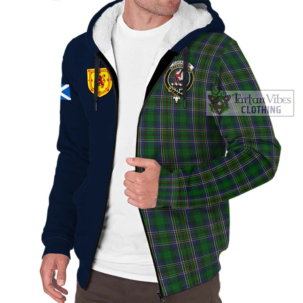 Tartan Vibes Clothing Cockburn Tartan Sherpa Hoodie with Scottish Lion Royal Arm Half Style