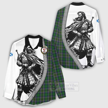 Cockburn Tartan Clan Crest Women's Casual Shirt with Highlander Warrior Celtic Style