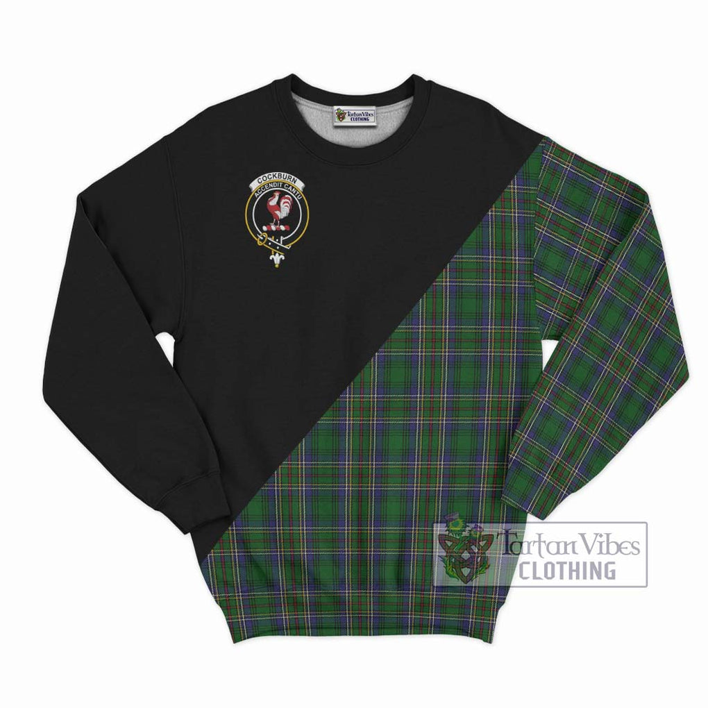 Cockburn Tartan Sweatshirt with Family Crest and Military Logo Style - Tartanvibesclothing Shop