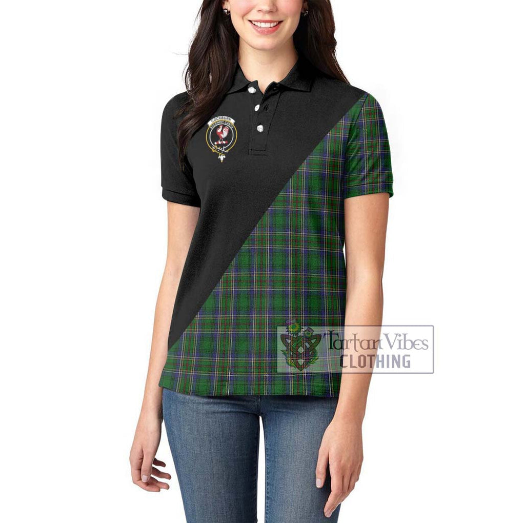 Cockburn Tartan Women's Polo Shirt with Family Crest and Military Logo Style - Tartanvibesclothing Shop