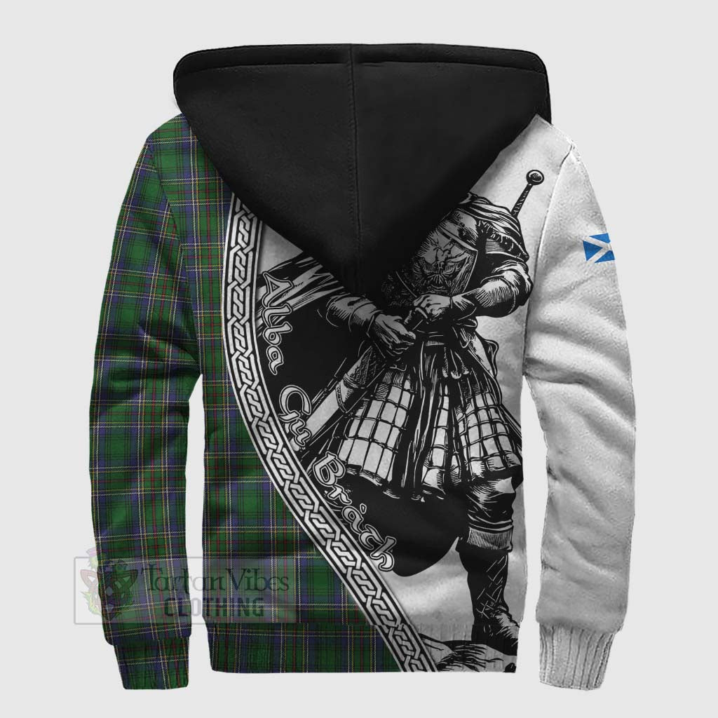 Tartan Vibes Clothing Cockburn Tartan Clan Crest Sherpa Hoodie with Highlander Warrior Celtic Style