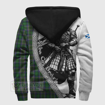 Cockburn Tartan Clan Crest Sherpa Hoodie with Highlander Warrior Celtic Style