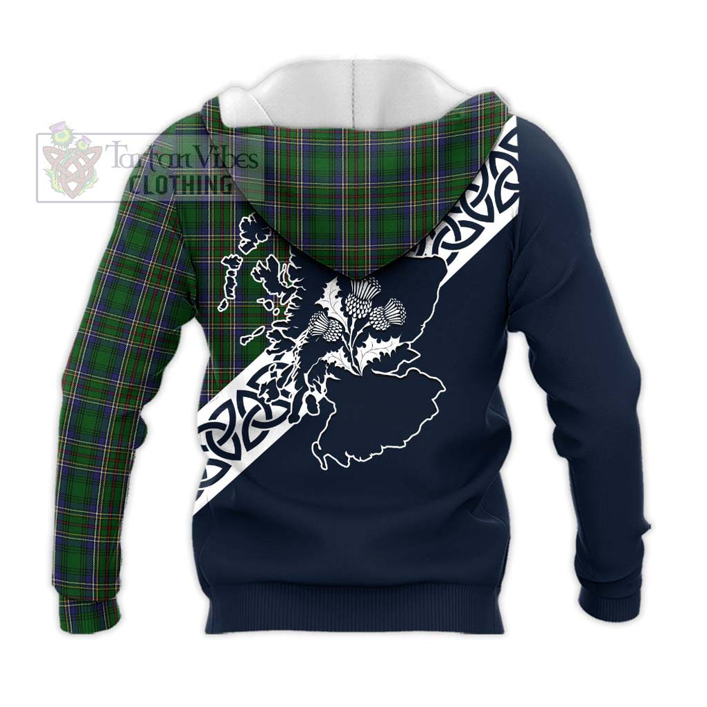 Tartan Vibes Clothing Cockburn Tartan Knitted Hoodie Featuring Thistle and Scotland Map