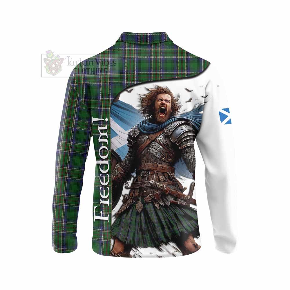 Tartan Vibes Clothing Cockburn Crest Tartan Long Sleeve Polo Shirt Inspired by the Freedom of Scottish Warrior