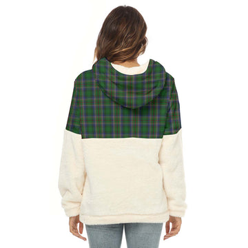 Cockburn Tartan Women's Borg Fleece Hoodie With Half Zip with Family Crest