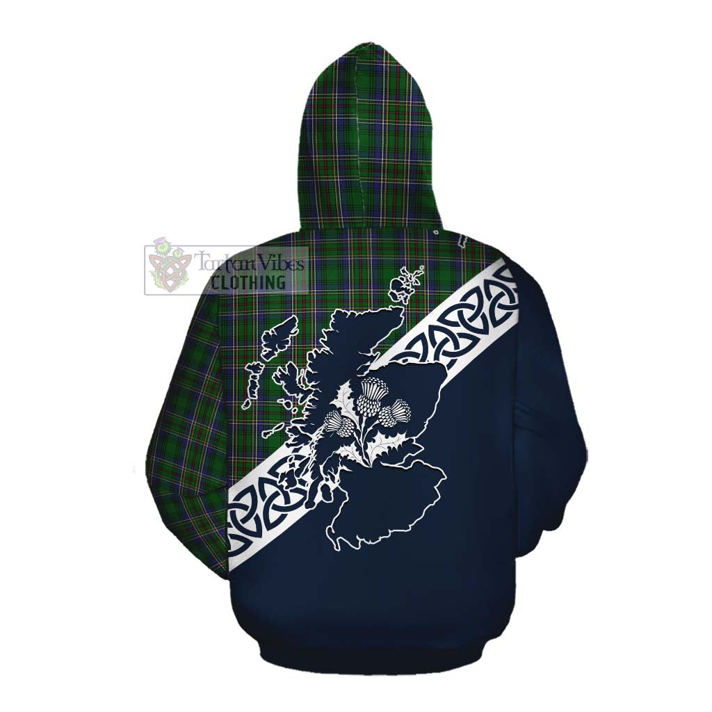 Tartan Vibes Clothing Cockburn Tartan Cotton Hoodie Featuring Thistle and Scotland Map