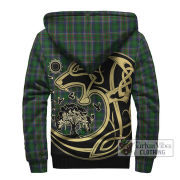 Cockburn Tartan Sherpa Hoodie with Family Crest Celtic Wolf Style