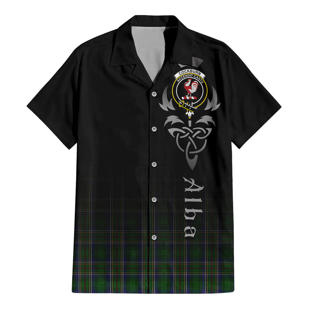 Tartan Vibes Clothing Cockburn Tartan Short Sleeve Button Up Featuring Alba Gu Brath Family Crest Celtic Inspired