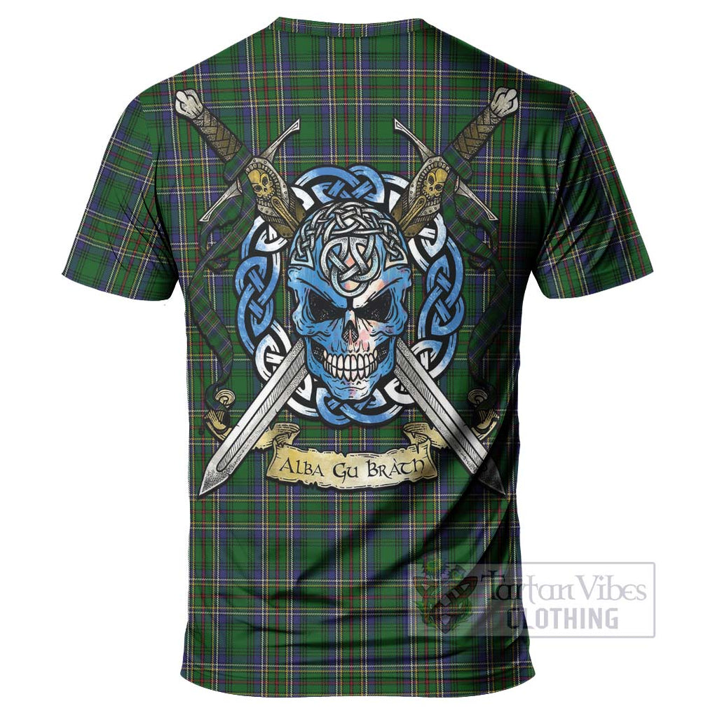 Tartan Vibes Clothing Cockburn Tartan T-Shirt with Family Crest Celtic Skull Style