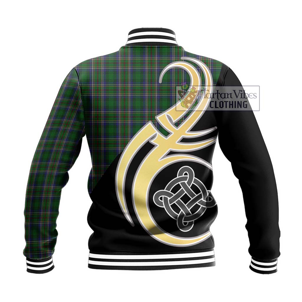 Cockburn Tartan Baseball Jacket with Family Crest and Celtic Symbol Style - Tartan Vibes Clothing