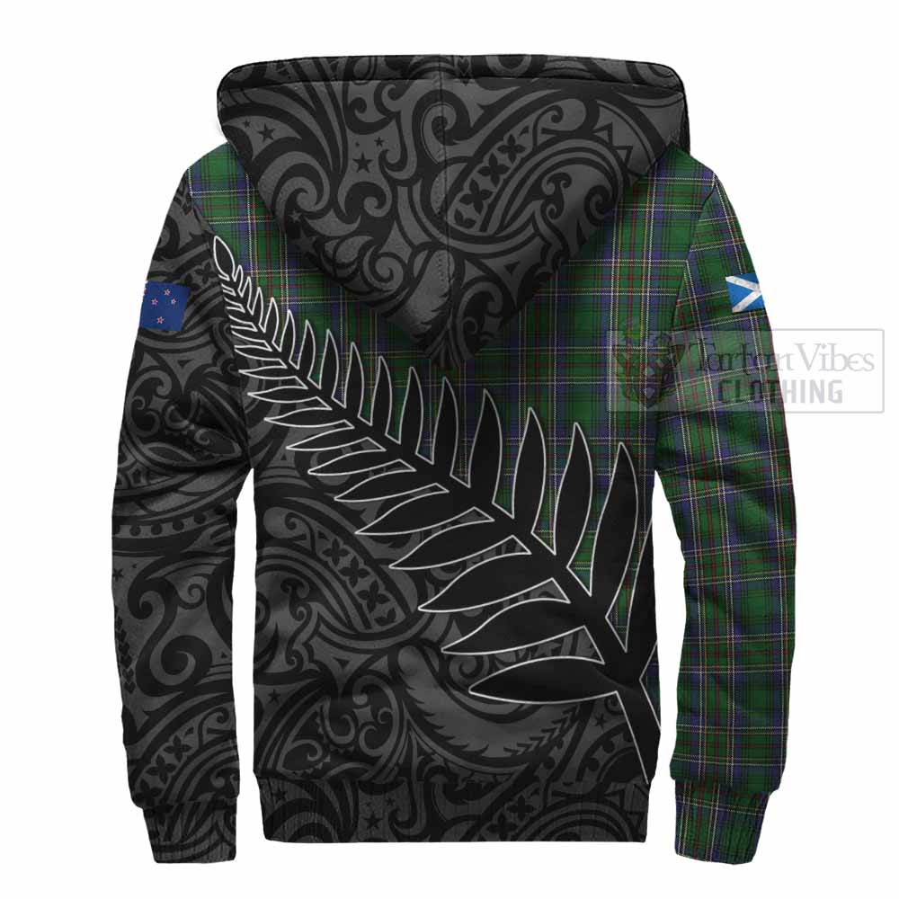 Tartan Vibes Clothing Cockburn Crest Tartan Sherpa Hoodie with New Zealand Silver Fern Half Style