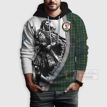 Cockburn Tartan Clan Crest Hoodie with Highlander Warrior Celtic Style