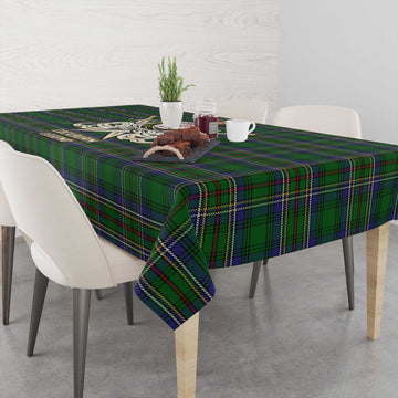 Cockburn Tartan Tablecloth with Clan Crest and the Golden Sword of Courageous Legacy