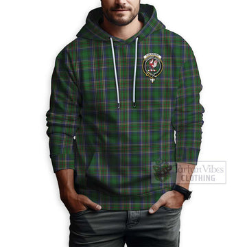 Cockburn Tartan Hoodie with Family Crest and Bearded Skull Holding Bottles of Whiskey