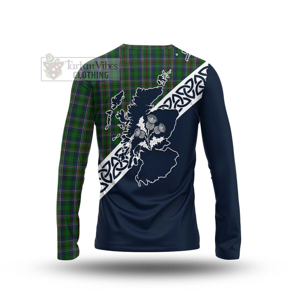 Tartan Vibes Clothing Cockburn Tartan Long Sleeve T-Shirt Featuring Thistle and Scotland Map