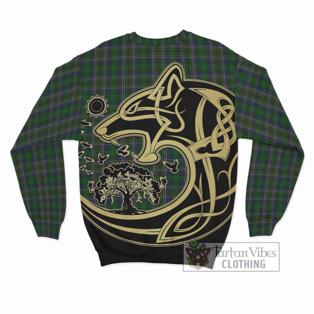 Cockburn Tartan Sweatshirt with Family Crest Celtic Wolf Style - Tartan Vibes Clothing