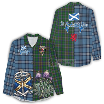 Cockburn Tartan Women's Casual Shirt Happy St. Andrew's Day Half Tartan Style