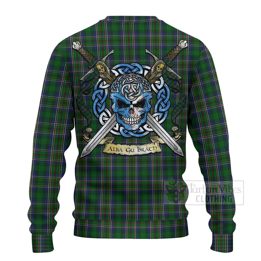 Cockburn Tartan Ugly Sweater with Family Crest Celtic Skull Style - Tartan Vibes Clothing