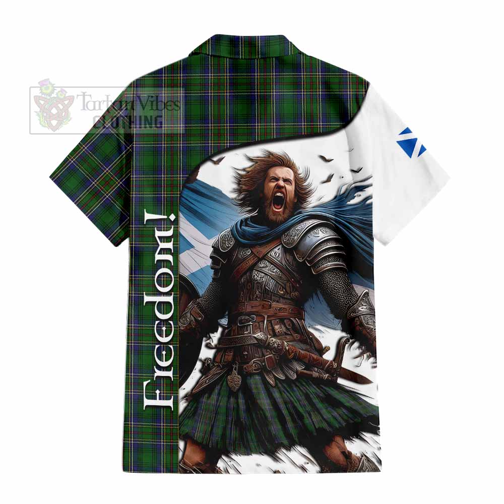 Tartan Vibes Clothing Cockburn Crest Tartan Short Sleeve Button Shirt Inspired by the Freedom of Scottish Warrior