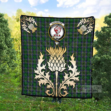 Cockburn Tartan Quilt with Family Crest and Golden Thistle Style