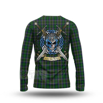 Cockburn Tartan Long Sleeve T-Shirt with Family Crest Celtic Skull Style