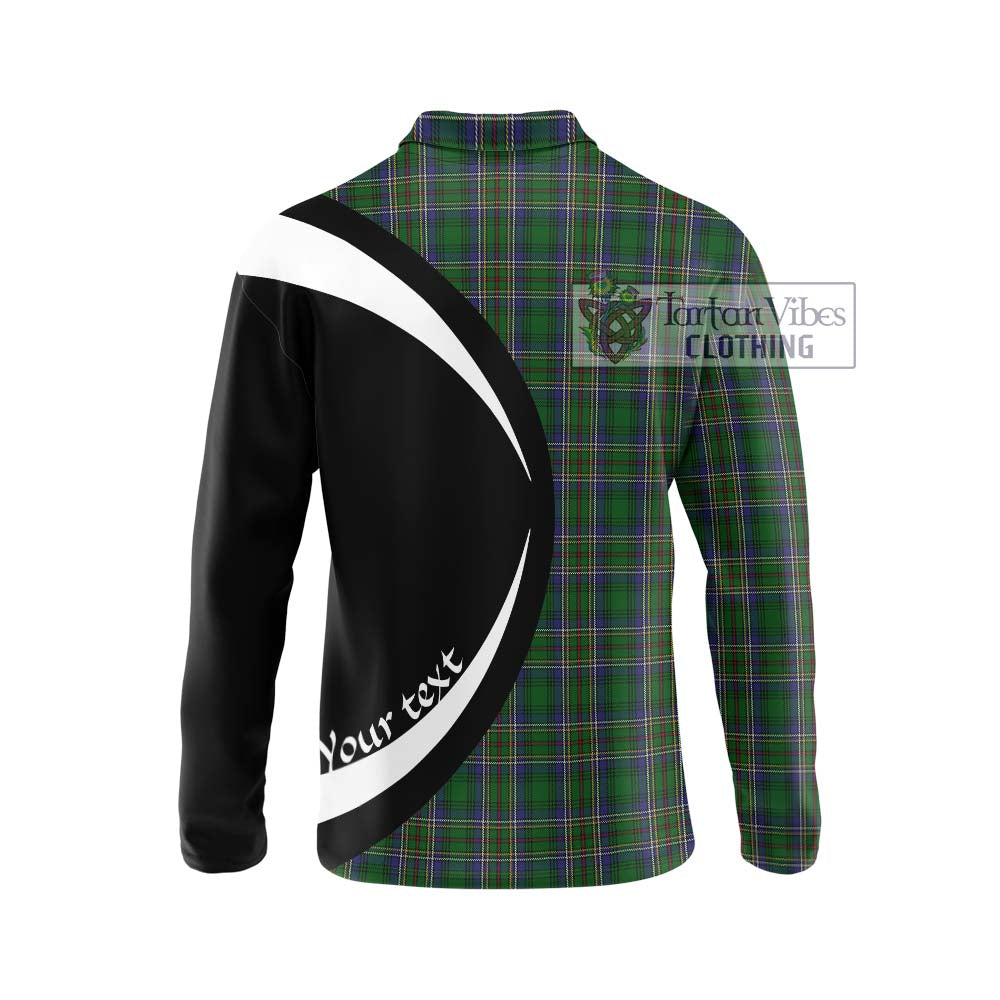 Cockburn Tartan Long Sleeve Polo Shirt with Family Crest Circle Style - Tartan Vibes Clothing