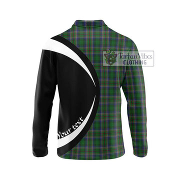 Cockburn Tartan Long Sleeve Polo Shirt with Family Crest Circle Style