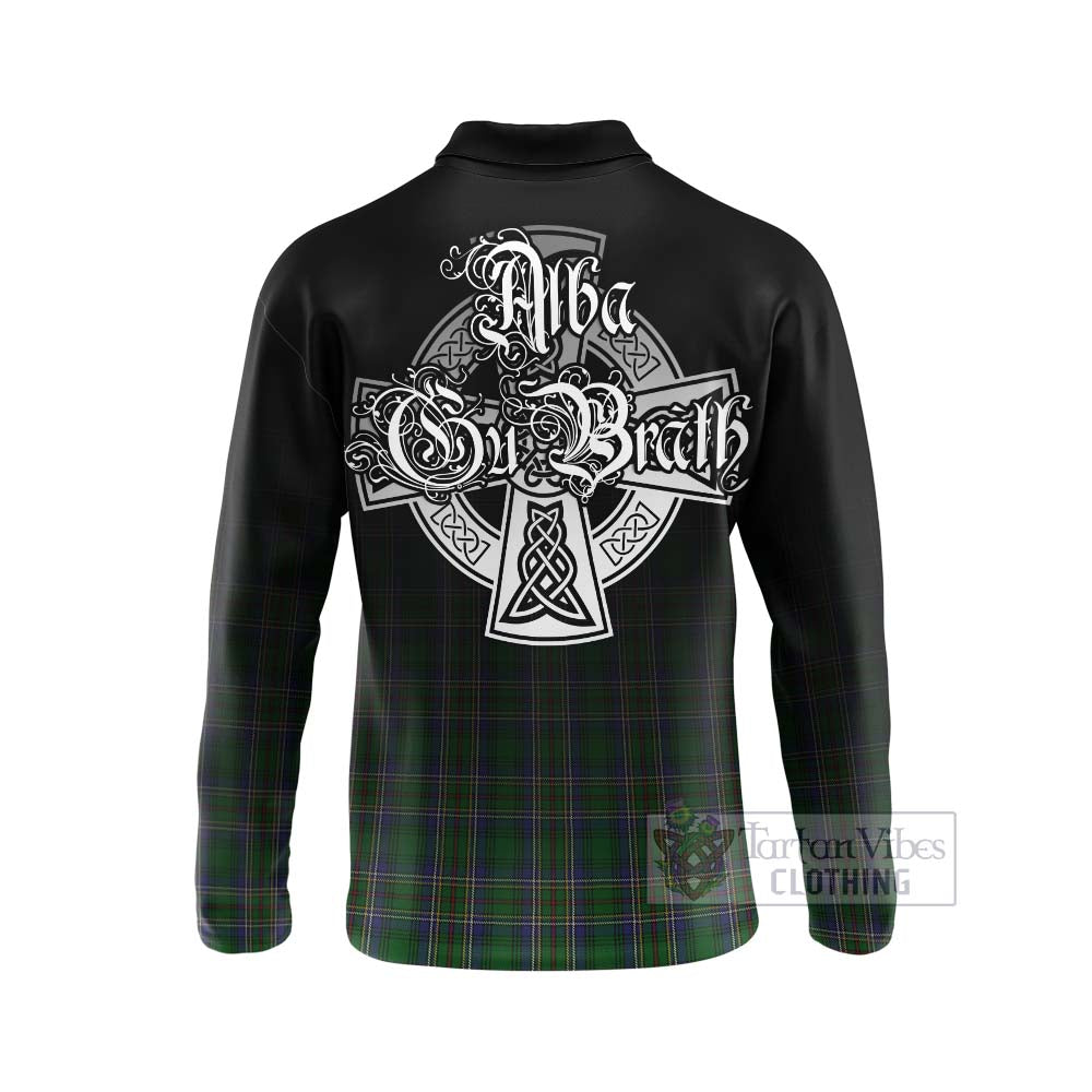 Tartan Vibes Clothing Cockburn Tartan Long Sleeve Polo Shirt Featuring Alba Gu Brath Family Crest Celtic Inspired