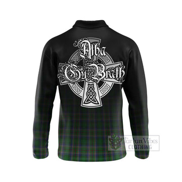 Cockburn Tartan Long Sleeve Polo Shirt Featuring Alba Gu Brath Family Crest Celtic Inspired