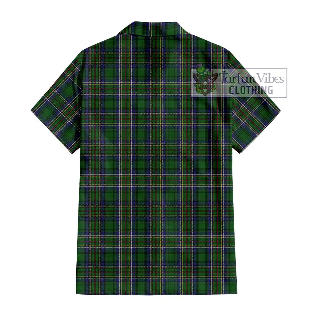 Cockburn Tartan Short Sleeve Button Shirt with Family Crest DNA In Me Style - Tartanvibesclothing Shop